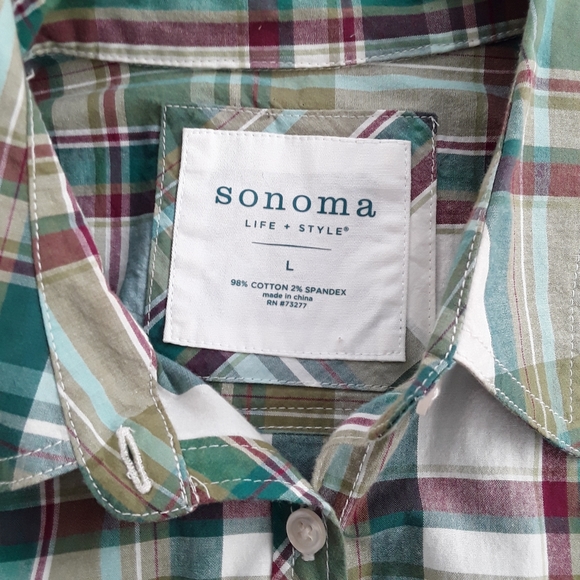 Sonoma Life + Style Womens plaid button front top - Picture 3 of 6